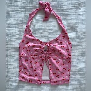 Tiger Mist Pink Cherry Print Top